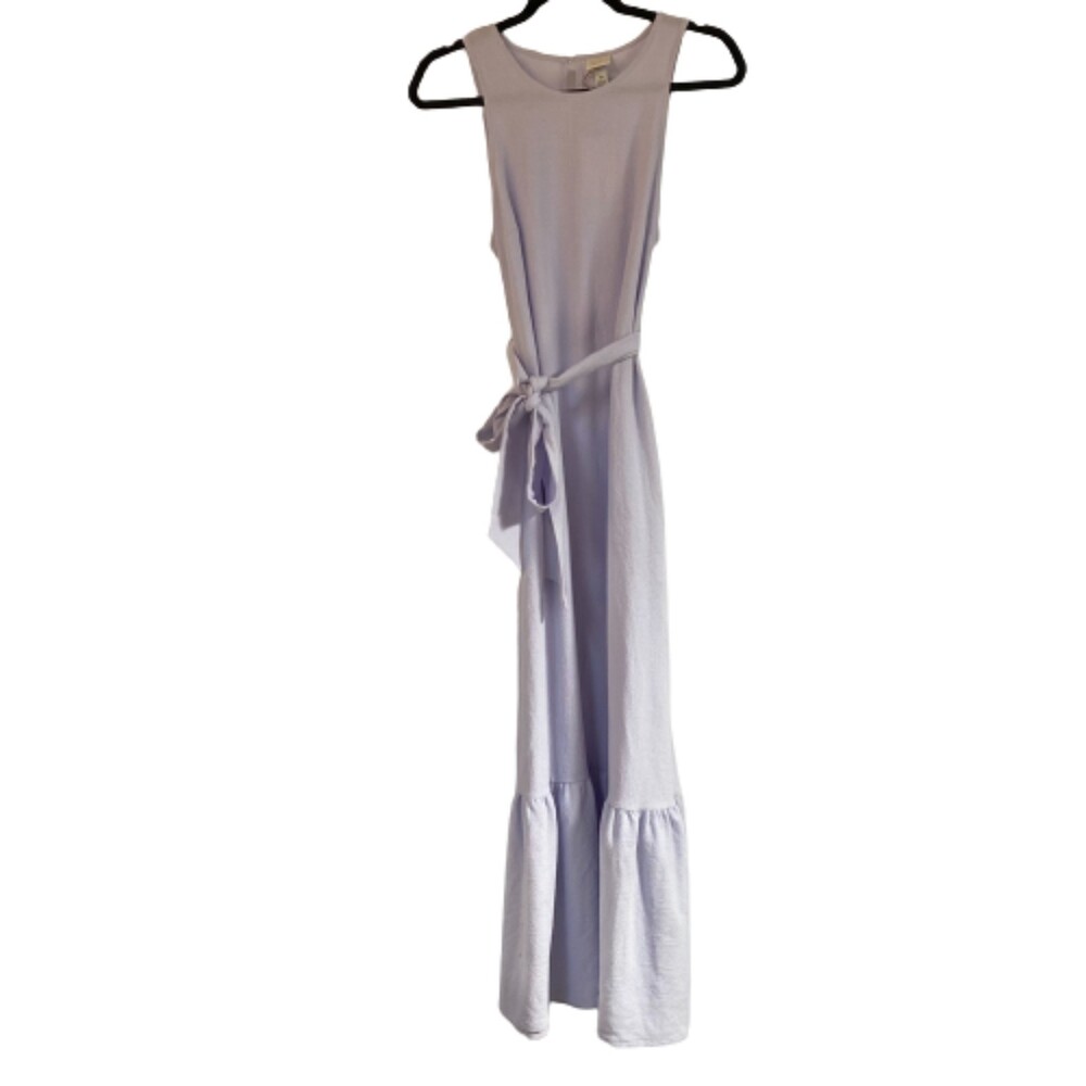 A New Day Lilac Seersucker Maxi Dress Keyhole Back Tie Waist NWT Size XS